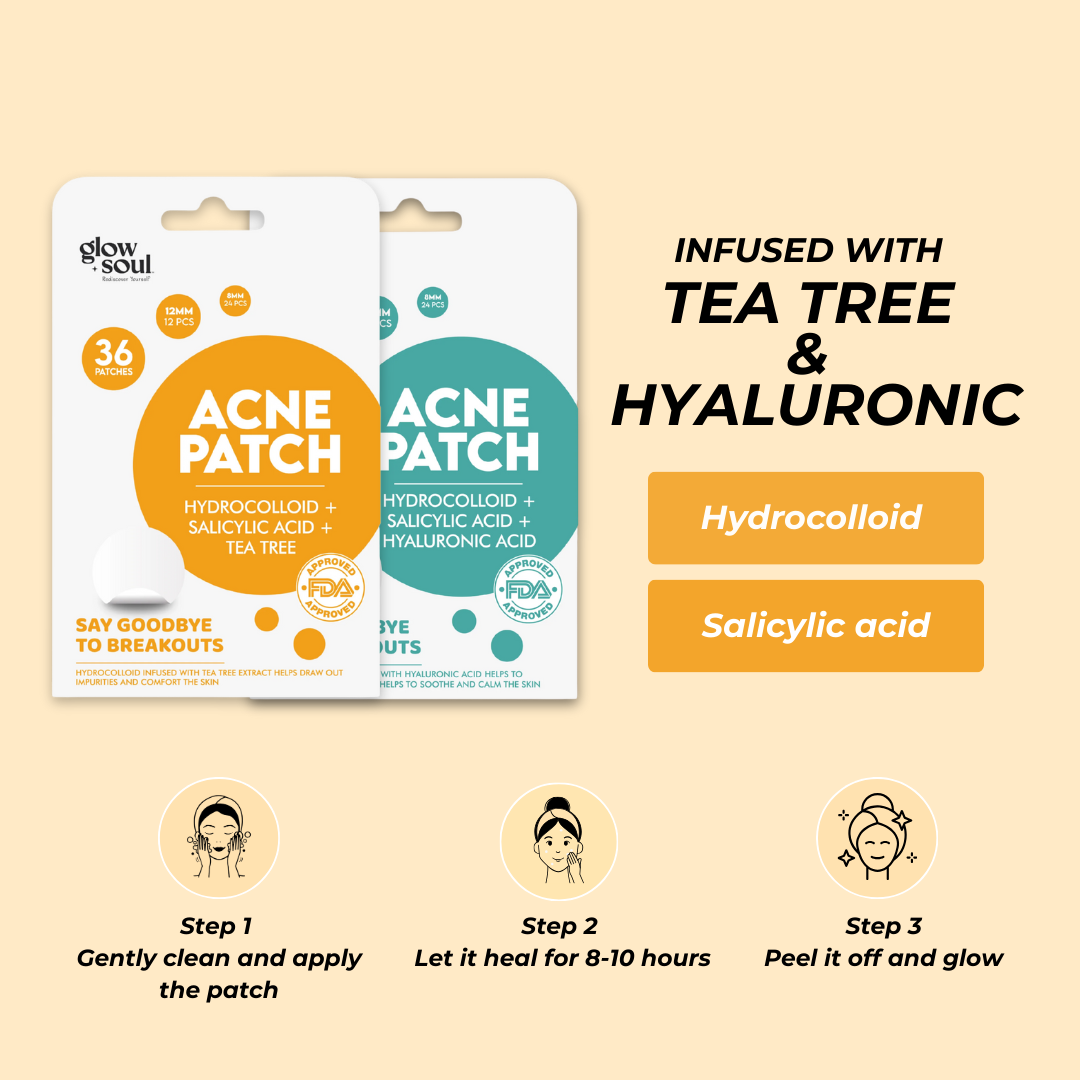 Pack of 2 GlowSoul Acne Patch With Hydrocolloid + Salicylic Acid (36 Patches Each)