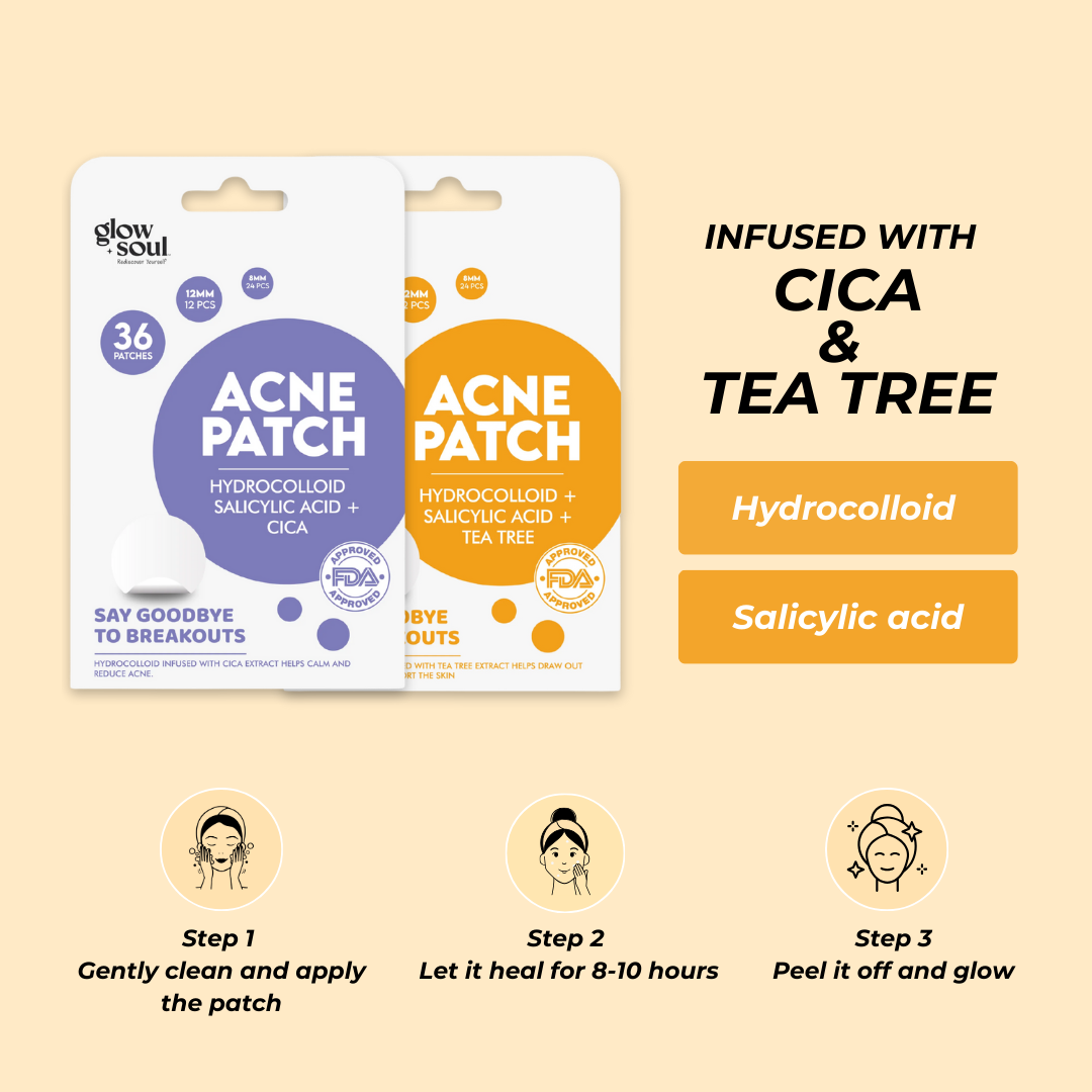 Pack of 2 GlowSoul Acne Patch With Hydrocolloid + Salicylic Acid (36 Patches Each)