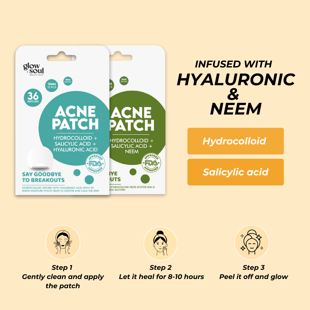 Pack of 2 GlowSoul Acne Patch With Hydrocolloid + Salicylic Acid (36 Patches Each)