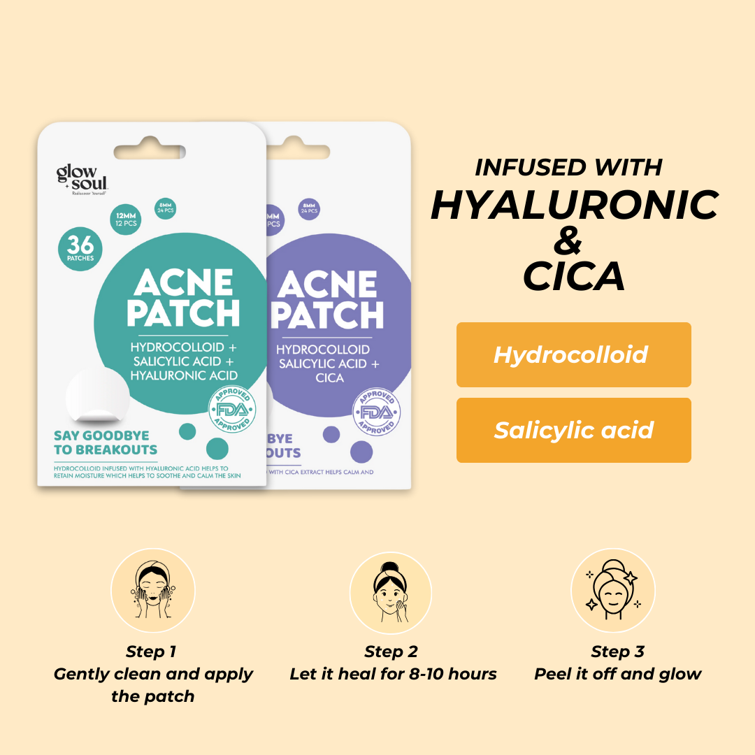 Pack of 2 GlowSoul Acne Patch With Hydrocolloid + Salicylic Acid (36 Patches Each)