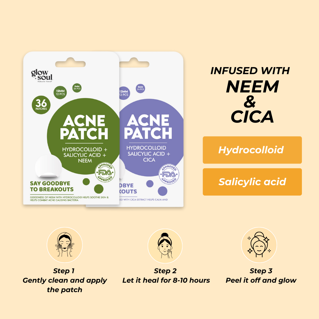 Pack of 2 GlowSoul Acne Patch With Hydrocolloid + Salicylic Acid (36 Patches Each)