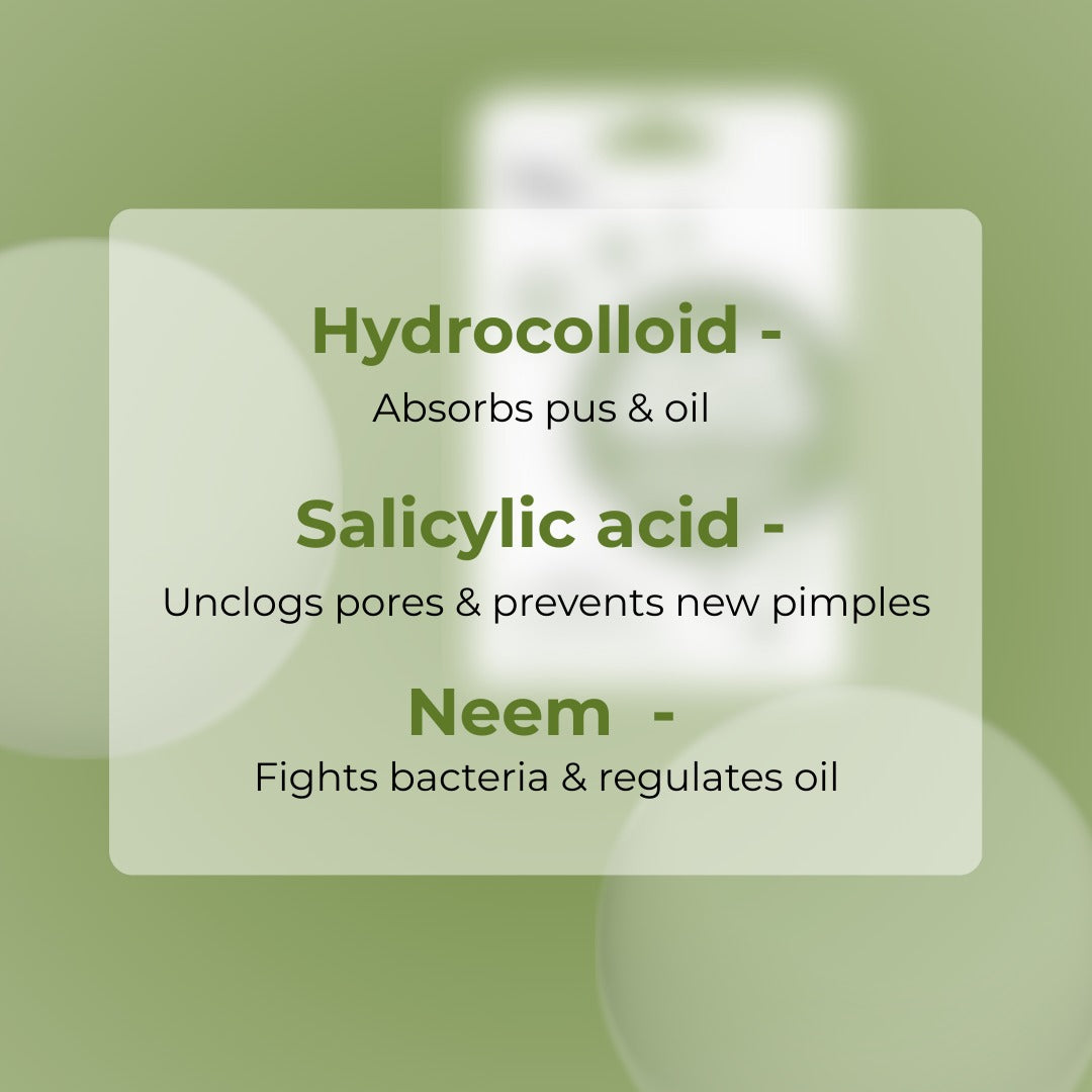 Neem infused Acne Patches With Hydrocolloid + Salicylic Acid (36 Patches)